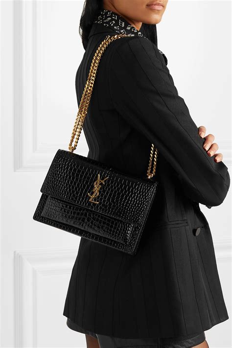 ysl croc shoulder bag|ysl sunset bag.